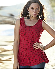 Bird Print Peplum Vest Top Length 27in