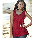 Bird Print Peplum Vest Top Length 27in