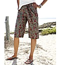 Self Belted Print Combat Shorts