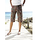 Self Belted Print Combat Shorts