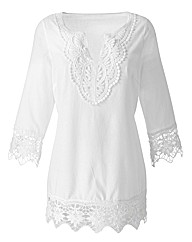 Crochet Trim Tunic Blouse