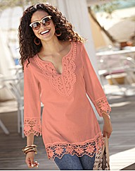 Crochet Trim Tunic Blouse