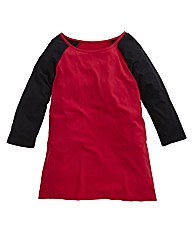 Plain Raglan Contrast Sleeve Top