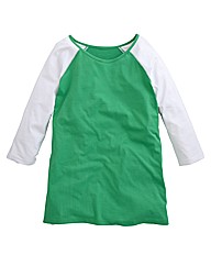Plain Raglan Contrast Sleeve Top