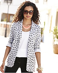 Grey Heart Print Jersey Blazer
