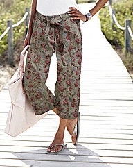 Self Belted Print Crop Combats