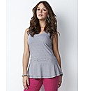 Black Stripe Peplum Top Length 29in
