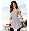 Black Stripe Peplum Top Length 29in