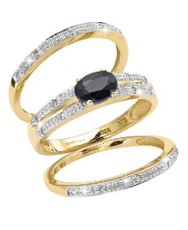 9 Carat Gold Sapphire & Diamond Ring Set