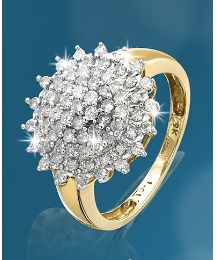 9 Carat Gold 1ct Diamond Cluster Ring