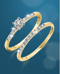 9 Carat Gold Set of 2 Diamond Rings