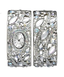 Glitzy Silver-Tone Watch & Bangle Set