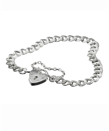 Sterling Silver Heart Padlock Bracelet