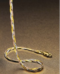 9ct Gold 3-Colour Herringbone Bracelet