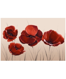 Red Poppy Field Triple Canvas Wall Art