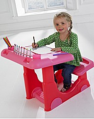 Pink Art Desk with Stationery