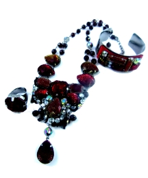 Funky Jewellery Ruby Mesh Gem Set