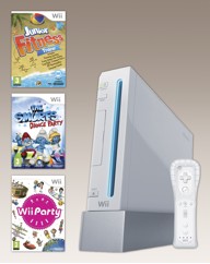 Wii Console White + Wii Party + 2 Games