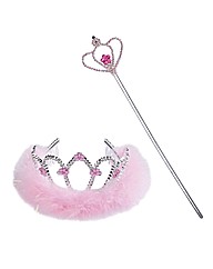 Think Pink Feather & Flower Tiara & Wand