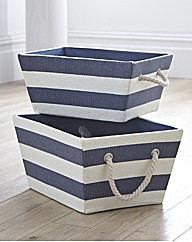 PaperLoom Stripe Set 2 Rope Handle Baske