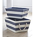 PaperLoom Stripe Set 2 Rope Handle Baske