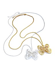 Pack Of 2 Butterfly Necklaces