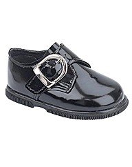 Early Days Boys Black Patent Buckle Shoe