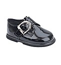 Early Days Boys Black Patent Buckle Shoe