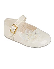Early Days Ivory Patent Pram Shoes