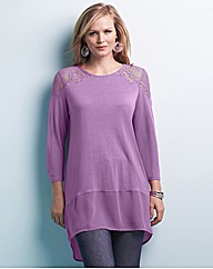 edit Lace And Chiffon Trim Jersey Top