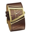 Black Dice Brown Strap Watch