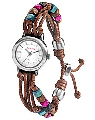 Kahuna Brown Bead Tie Watch