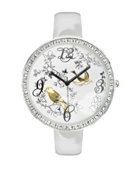 Glitzy Flora and Fauna White Strap Watch