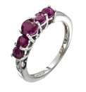 Sterling Silver Five Stone Ruby Ring