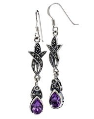 Sterling Silver Marcasite Drop Earrings