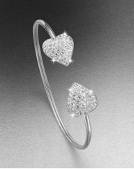Sterling Silver & Crystal Heart Bangle