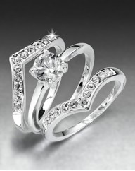 Sterling Silver Cubic Zirconia Ring Set