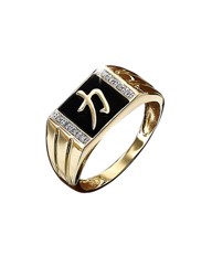 9 Carat Gold Onyx & Diamond Set Ring