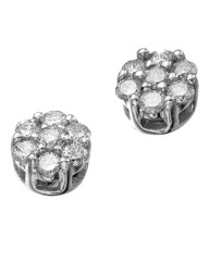 9ct White Gold Diamond Cluster Earrings