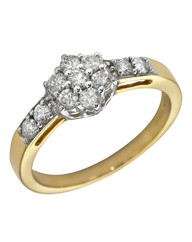 9 Carat Gold 1ct Diamond Cluster Ring