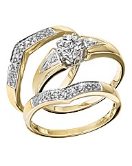 9 Carat Gold Diamond Ring Set