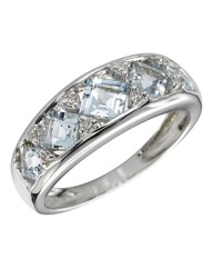 9 Carat White Gold Aquamarine Band Ring