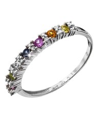 9 Carat White Gold Multi-Sapphire Ring