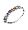 9 Carat White Gold Multi-Sapphire Ring