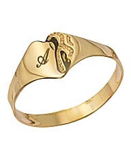 9 Carat Gold Heart-Shaped Initial Ring