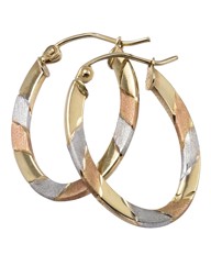 9 Carat Gold 3-Colour Hoop Earrings