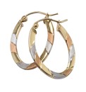 9 Carat Gold 3-Colour Hoop Earrings