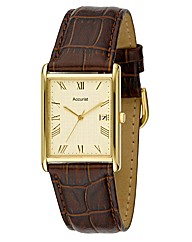 Accurist Gents Leather Strap Date Watch