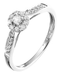 9 Carat White Gold 1/2 Ct Cluster Ring