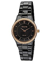 Accurist Ceramic Ladies Black Watch